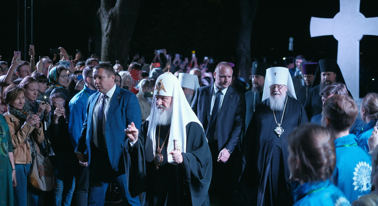 Освящение закладного камня патриархом Кириллом